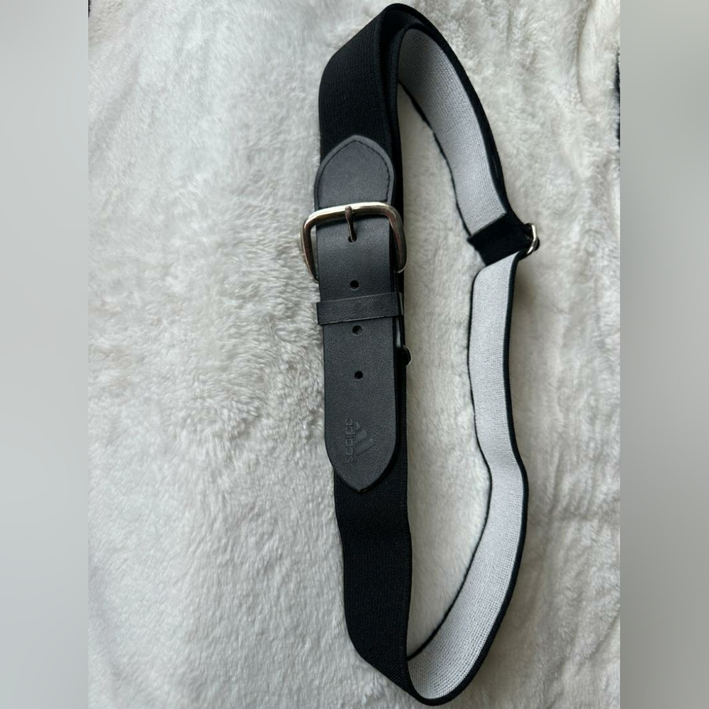 Adidas Baseball Belt  Black Elastic Stretch Band Metal Hardware A.